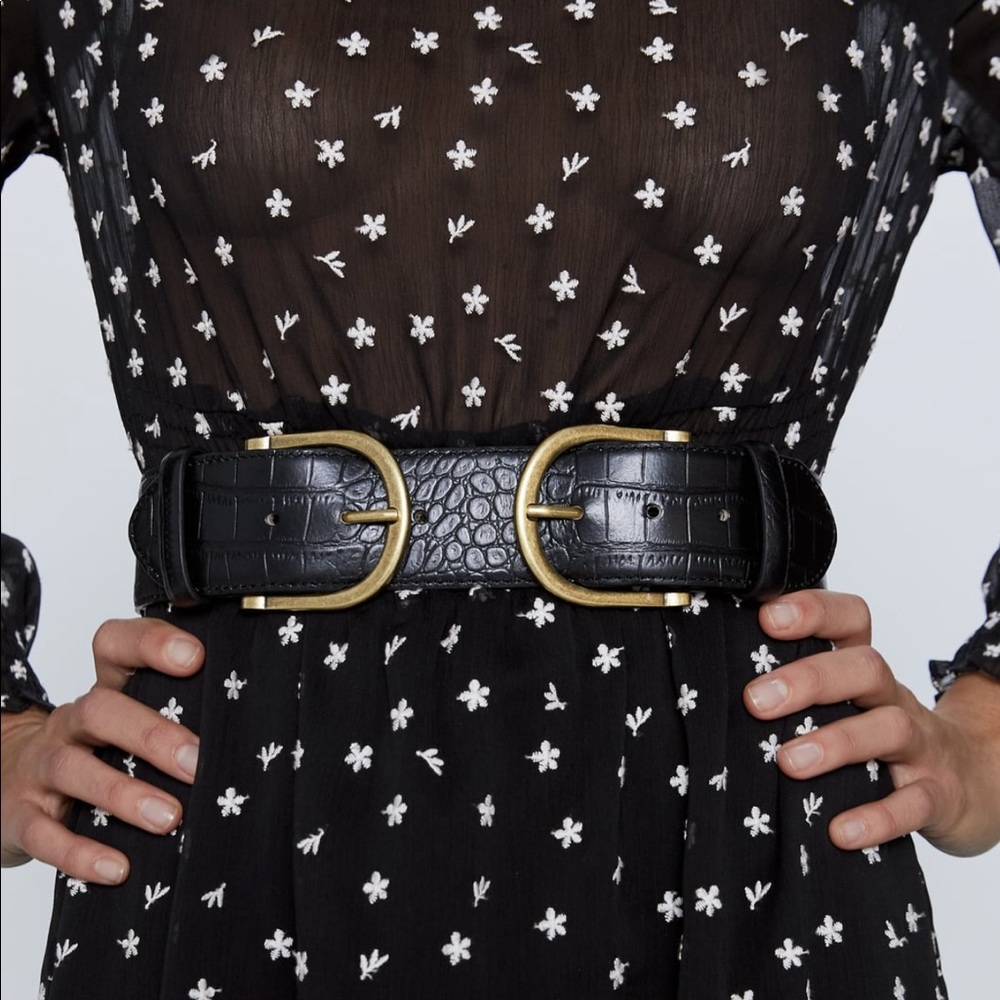 ZARA Double Buckle Leather Belt